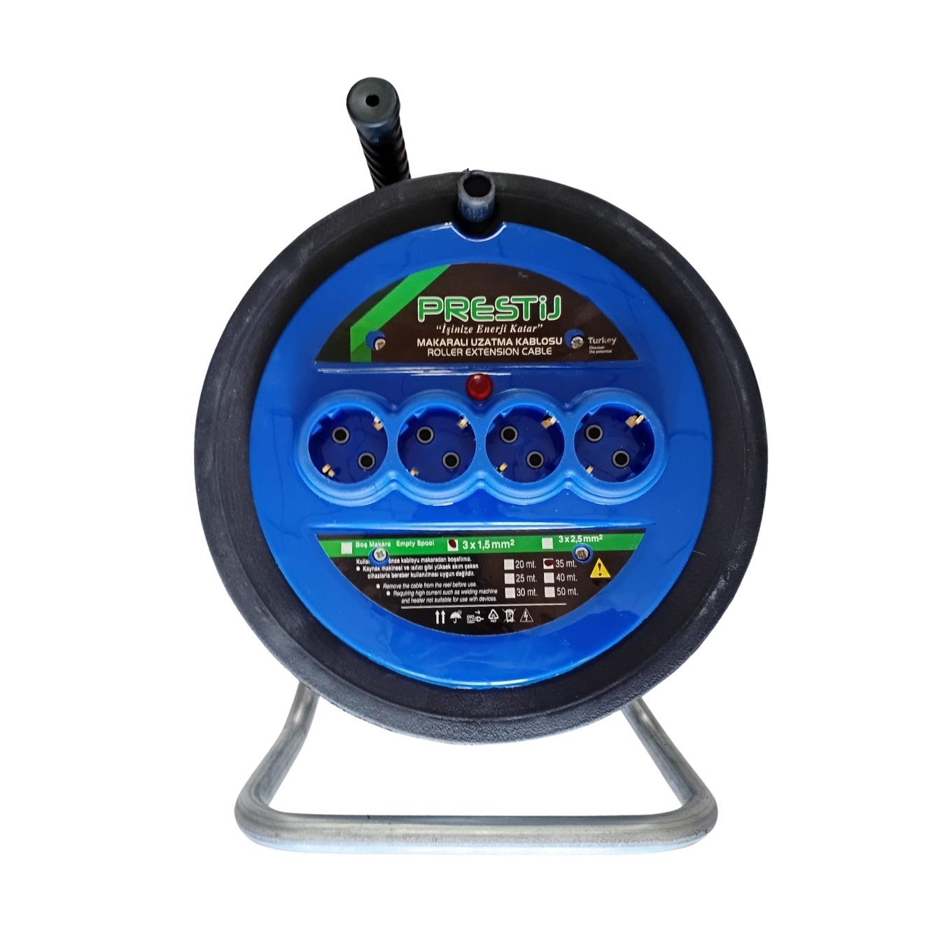 Prestij 3x1,5 mm² 35 Metre Makaralı Uzatma Kablosu