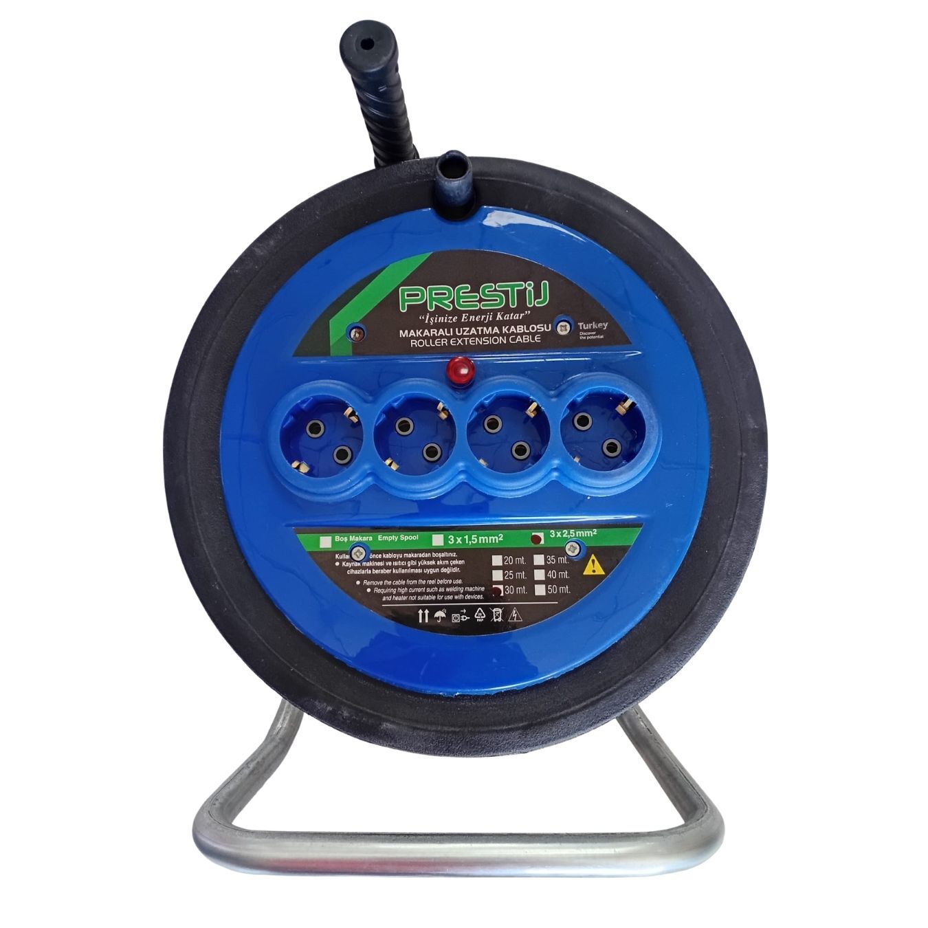 Prestij 3x2,5 mm² 30 Metre Makaralı Uzatma Kablosu