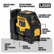 DEWALT DCLE14201RB-XJ USB-C Şarjlı Kırmızı Çizgi Lazer