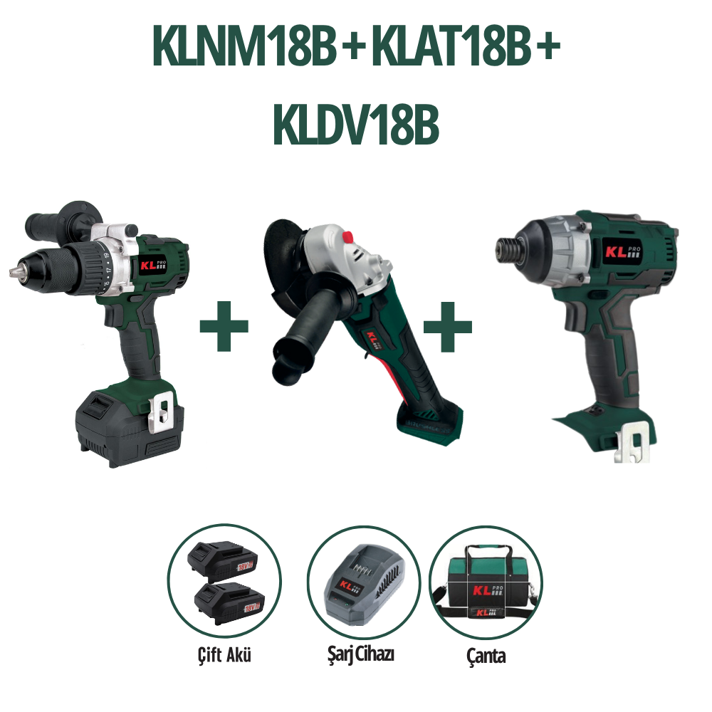KLPRO KLNM18B + KLAT18B + KLDV18B 18V 2.0Ah Üçlü Set