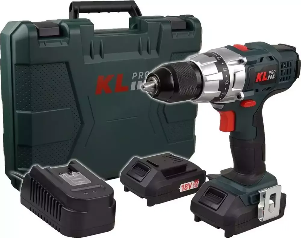 KLPRO KLNM18B 18V Kömürsüz Profesyonel Vidalama Matkap ( Tek Makine ) 2.0 Ah (2 x KLA1820 Batarya ve 1 x 2.4 A Şarj Cihazı)