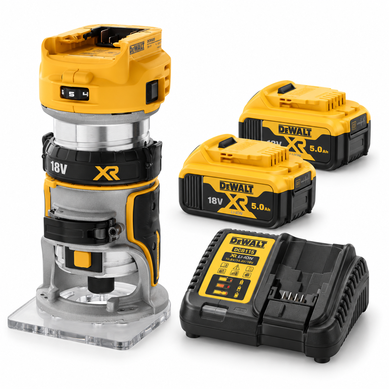 DEWALT DCW600P2 18V XR 5.0Ah Çift Akülü Freze
