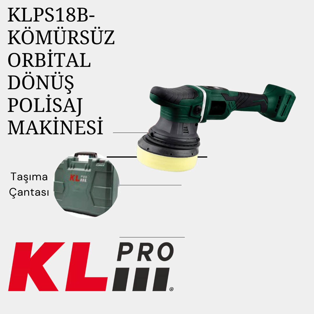 KLPRO KLPS18B 18V Kömürsüz 125mm Polisaj Makinesi Tek Makine ( Aküsüz)