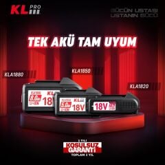 KLPRO KLZC18 18V Şarjlı Çivi ve Zımba Çakma Makinesi 2.0 Ah (2 x KLA1820 Batarya ve 1 x 2.4 A Şarj Cihazı)