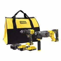 Stanley SFMCK216MDS-QW 18V V20 Kömürsüz Kombi & SDS+ Kırıcı Delici Matkap - 1x4Ah & 1x2Ah Çantalı Kit