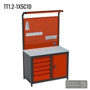 Metalle TT1.2-1X5C1D 1,20 Mt-5 Çekmece 1 Dolap Çalışma Tezgahı