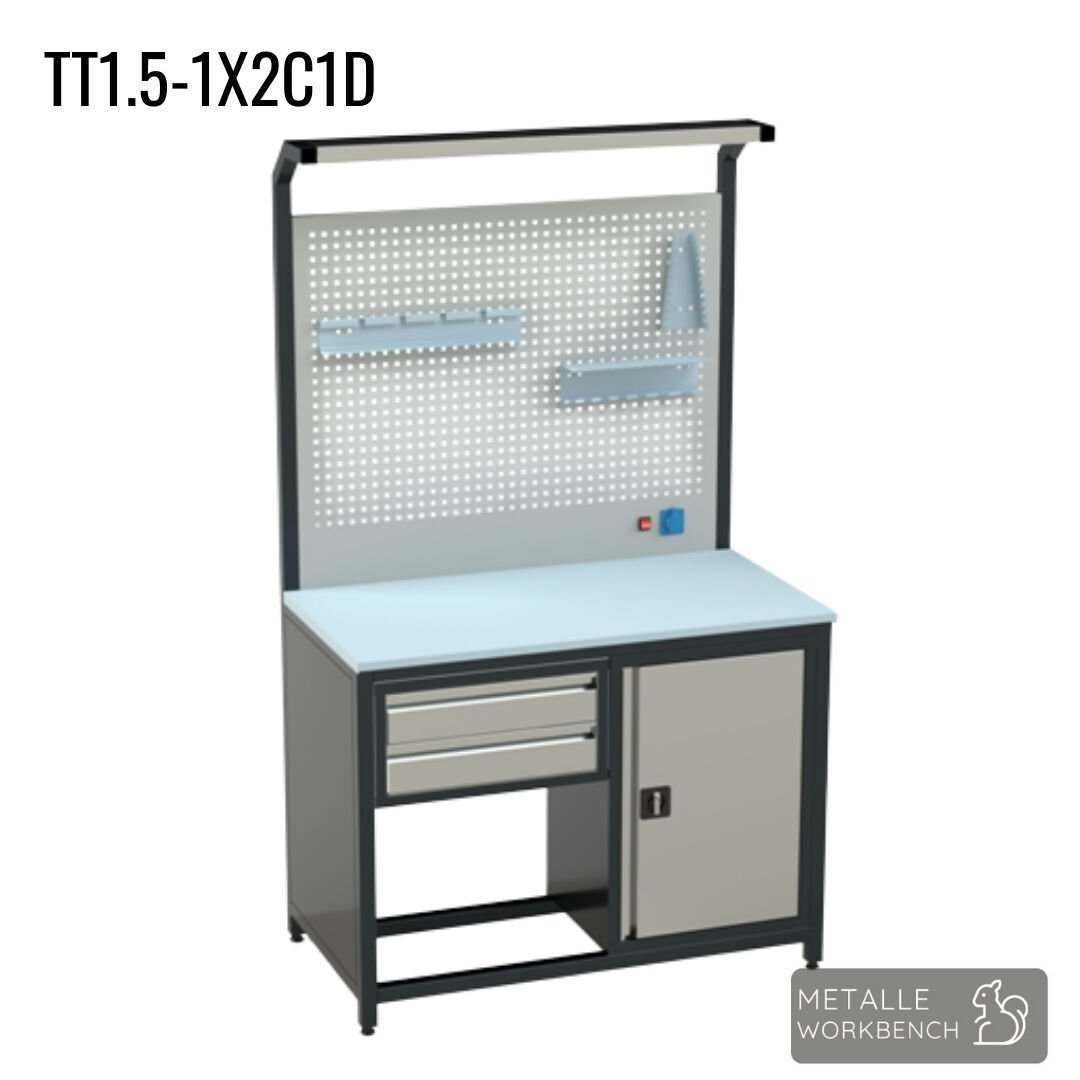 Metalle TT1.5-1X2C1D 1,50 Mt 2 Çekmece 1 Dolap Takım Tezgahı