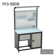 Metalle TT1.5-1X2C1D 1,50 Mt 2 Çekmece 1 Dolap Takım Tezgahı