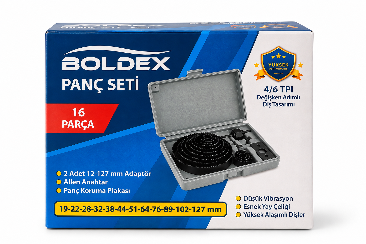 BOLDEX BLD3832 16 Parça 19-127 mm Panç Seti