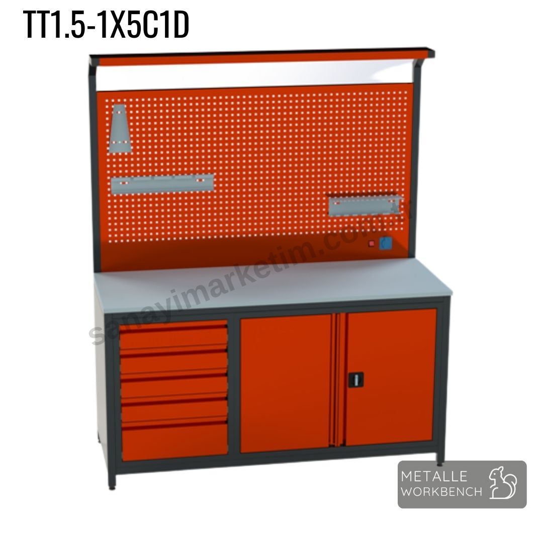 Metalle TT1.5-1X5C1D 1,5 Mt 5 Çekmece 1 Dolap Takım Tezgahı