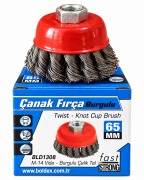 BOLDEX BLD1308 65 mm M14 Burgulu Çelik Tel Çanak Fırça