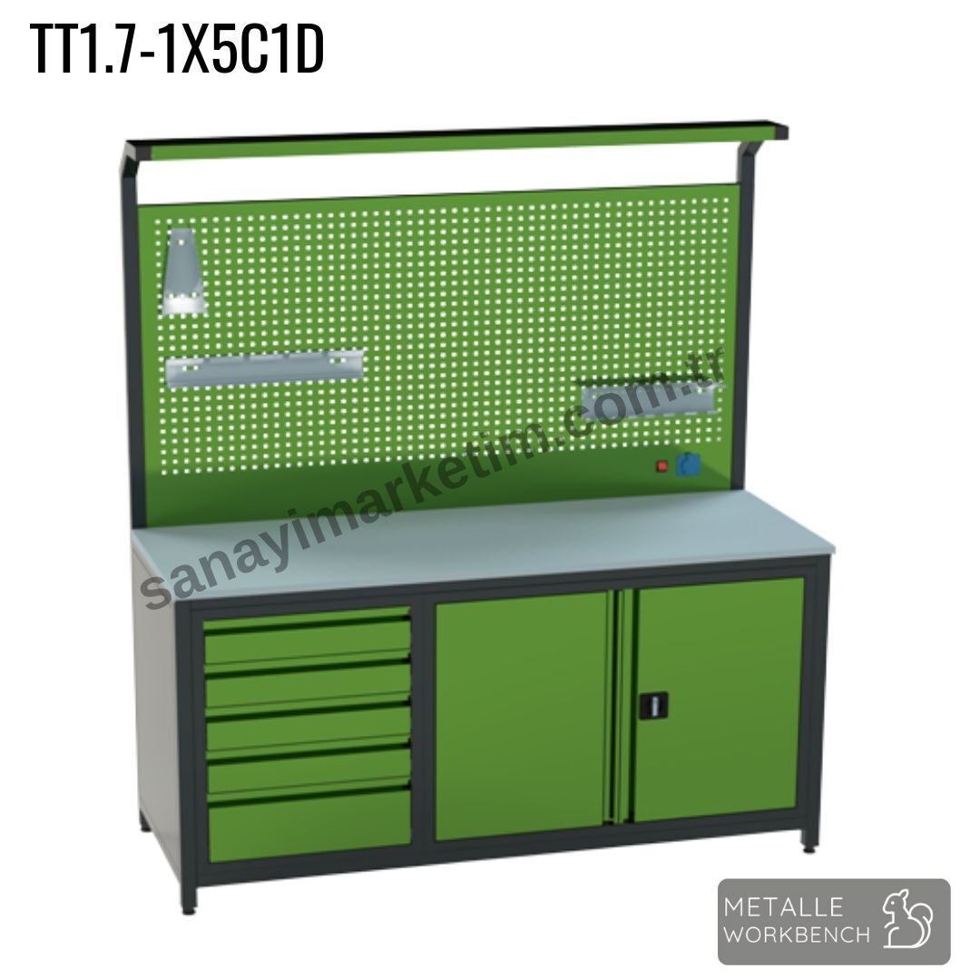 Metalle TT1.7-1X5C1D 1,7 Mt 5 Çekmece 1 Dolap Takım Tezgahı