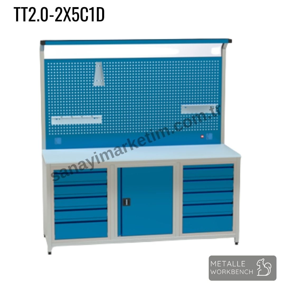 Metalle TT2.0-2X5C1D 2,0 Mt 10 Çekmece 1 Dolap Takım Tezgahı
