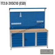 Metalle TT2.0-2X5C1D 2,0 Mt 5 Çekmece 1 Dolap (ESD) Takım Tezgahı