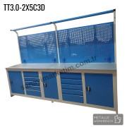 Metalle TT3.0-2X5C3D 3,0 Mt 10 Çekmece 3 Dolap Takım Tezgahı
