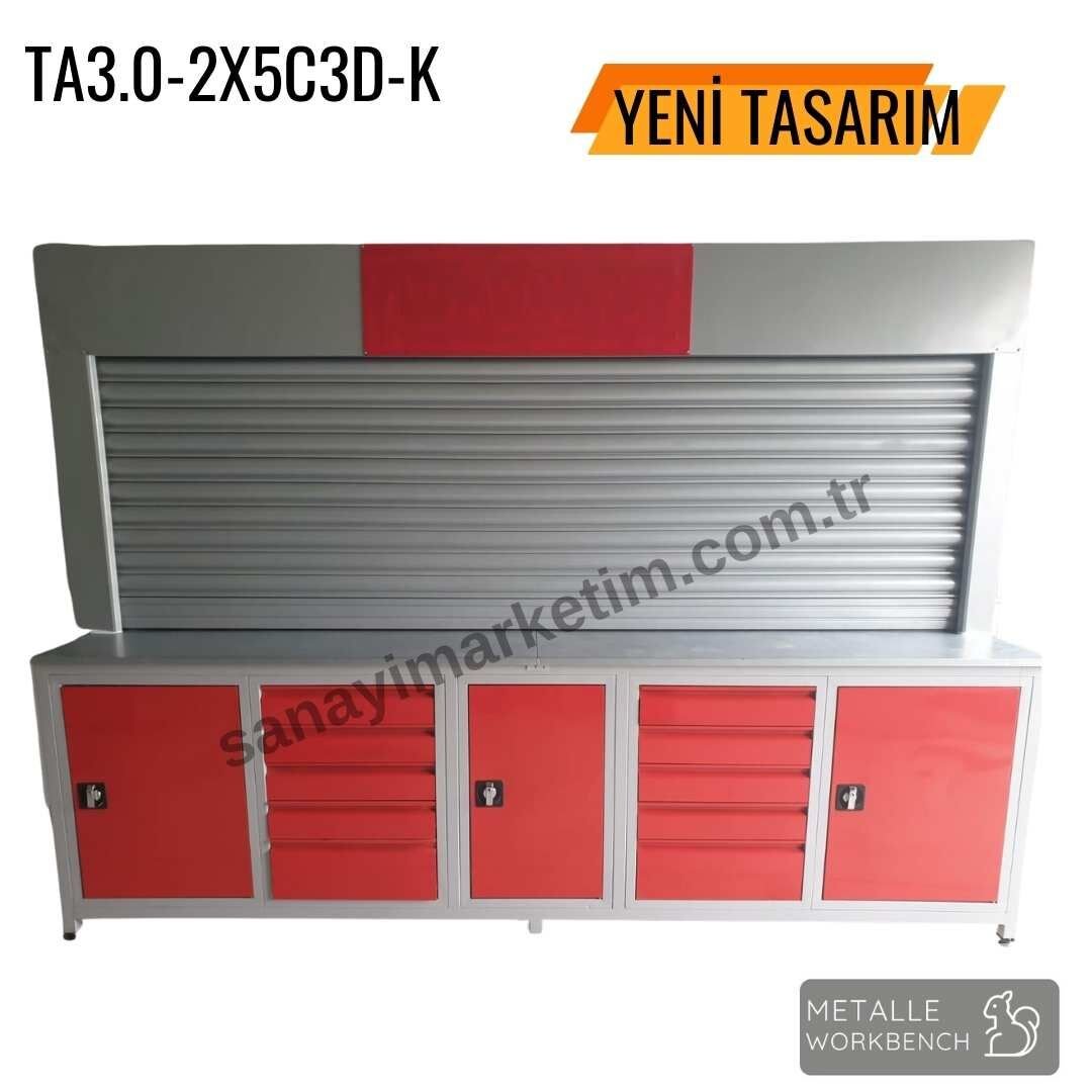 Metalle TT3.0-2X5C3D Otomatik Kepenkli 3,0 Mt 10 Çekmece 3 Dolap Takım Tezgahı