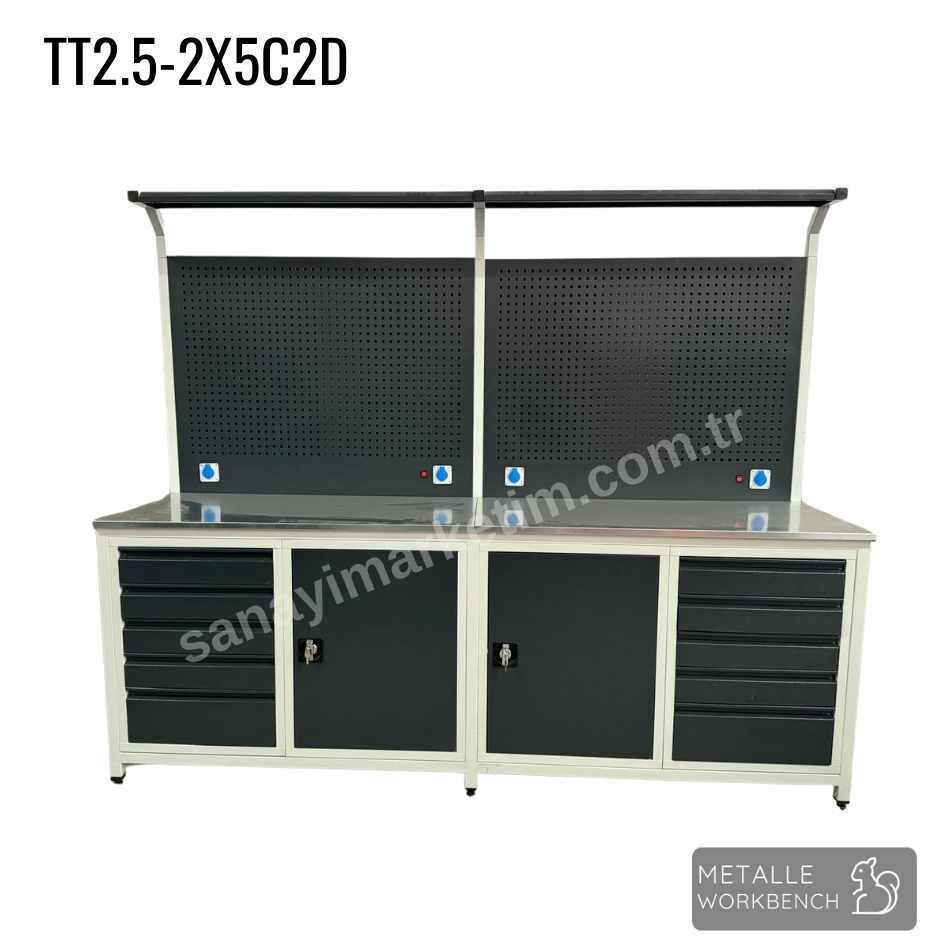 Metalle TT2.5-2X5C2D 2,5 Mt 10 Çekmece 2 Dolap Takım Tezgahı