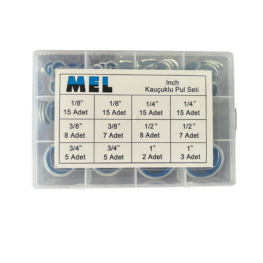 MEL 105 Parça İnch Ölçülü Oringli Pul Seti
