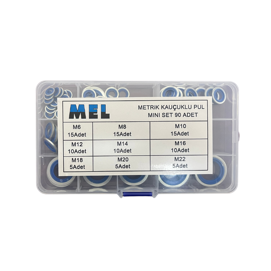 MEL 90 Parça Metrik Ölçülü Oringli Pul Seti