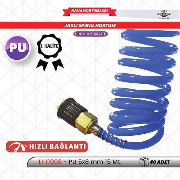 Luft 5*8 mm 1/4 Hızlı Bağlantı Spiral Hava Hortum PU