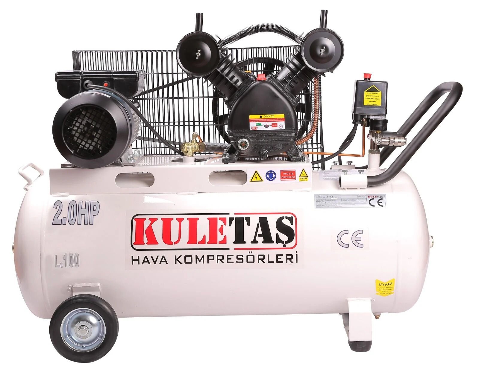 Kuletaş 100 lt 2 Hp Yağlı Hava Kompresörü Çift Kafa
