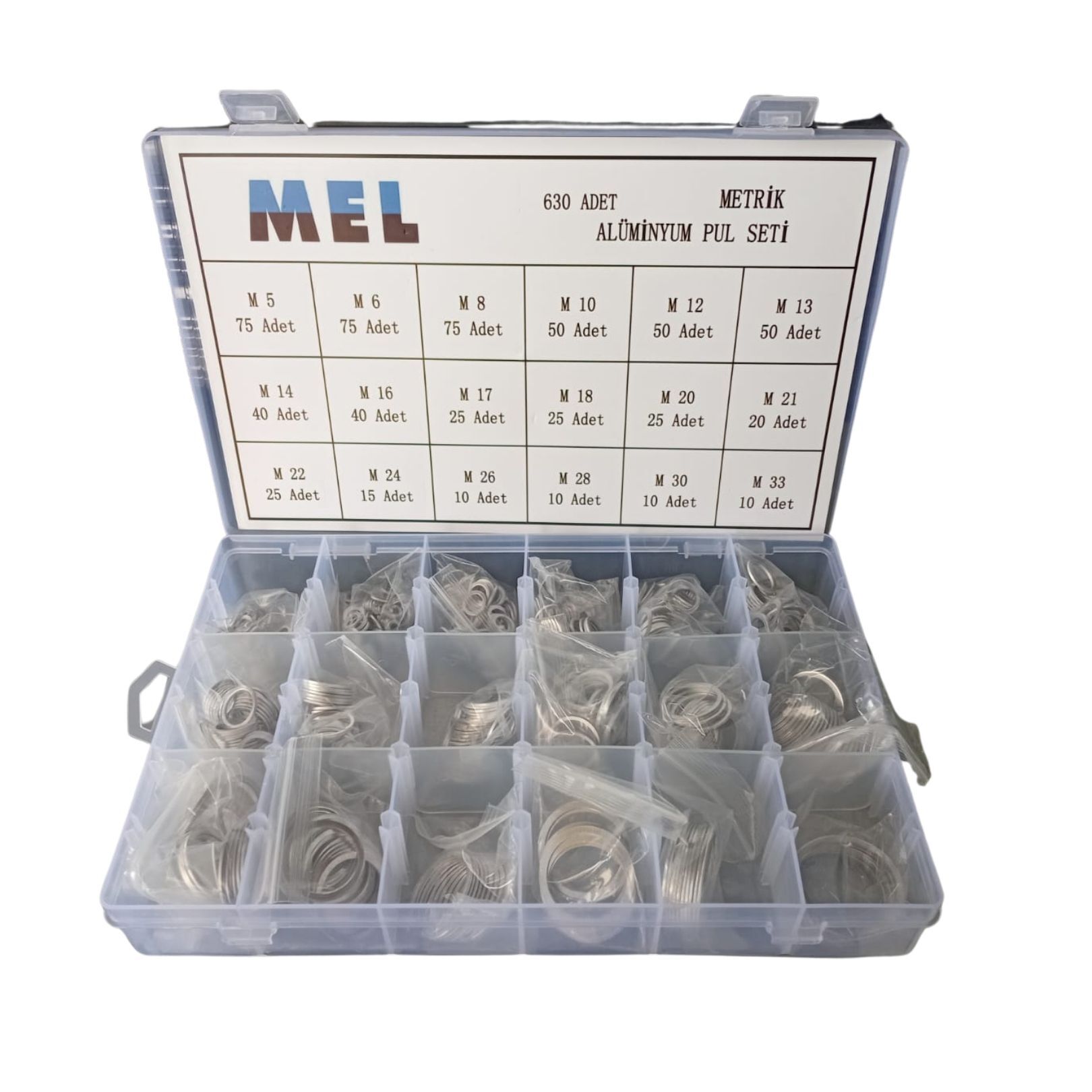 Mel 630 Parça Metrik Ölçülü Alüminyum Pul Seti