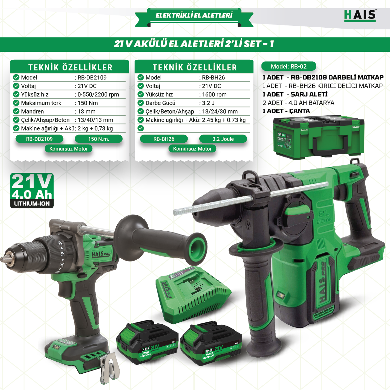 HaisPro 21V RB-02 2 Li Set