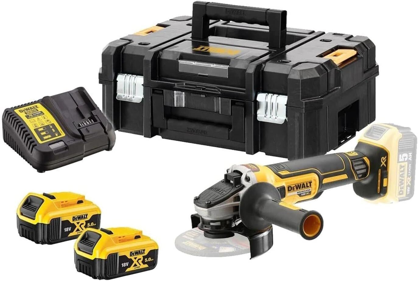 Dewalt DCG405P2 18V 5.0 Ah Çift Akülü Kömürsüz Avuç Taşlama