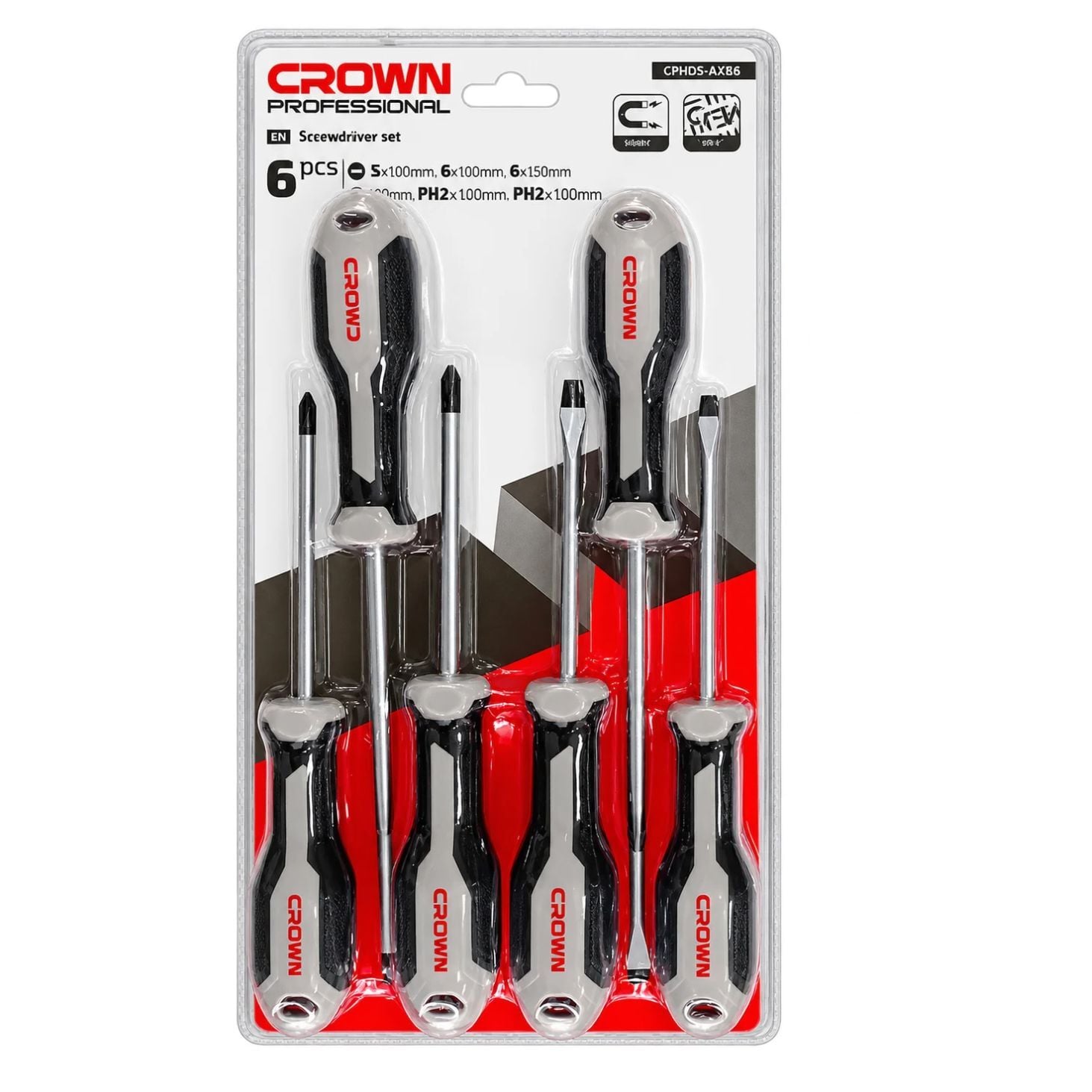 CROWN CPHDS-AXB6 6 Parça Tornavida Takımı