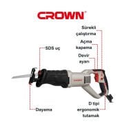 Crown CT15258 Tilki Kuyruğu Testere 710W