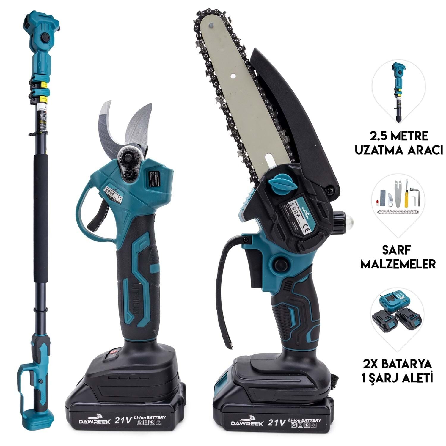 Dawreek MK36 Teleskopik 2.5 Metre 3’lü Budama Seti